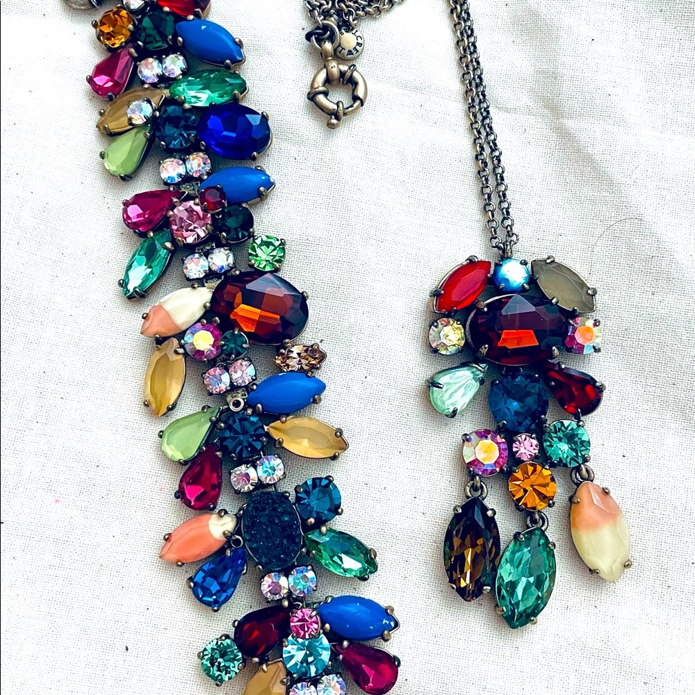 J Crew Multi Stone Bracelet and Long Necklace